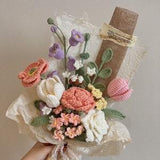 Finished Crochet flower bouquet, Handmade Mix Bouquet,crochet tulip rose flower,Mix Crochet Bouquet,valentine day gift,birthday gift