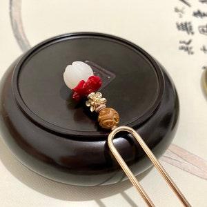Cinnabar Pipal seed-Copper Hair Sticks Hair Fork Chopstick-Gemstone Hair Stick-Chinese Hair Sticks-Hair Sticks Long Hair Accessory for Women