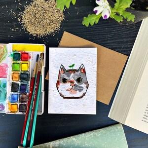 Cat Planter Gamora - Plantable greeting cards, Flower seed paper, eco-friendly, cat lovers, hand-made