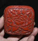 3 " China Red Lacquerware Dynasty Peony Flower Pattern Jewelry Storage Box