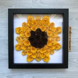 Sunflower Paper Flower Shadowbox - Birthday Gift - Rolled Paper Roses - 8x8" - Personalized Gift - Nursery Decor - You Are My Sunshine