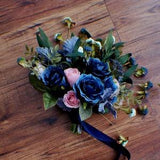 READY TO SHIP, wildflower bouquet, navy wedding rose bouquet, wedding bouquet, bridal bouquet, wedding flowers, boho bouquet Navy Blush pink