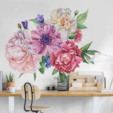 Peony Floral Wall Decal | Watercolor Flower Bouquet Wall Sticker
