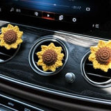3Pcs Crochet Sunflower Car Vent Clip, Flower Car Air Freshener, Sunflower Car Diffuser, Interior Car Accessory for Women, Kawaii Car Decor