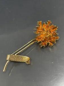 Vintage Flower Chrysanthemum Carnation Gold Tone 3D 2.25??? Pin Brooch