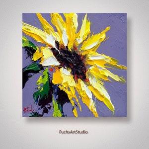 Sunflower painting palette knife impasto art