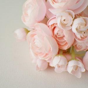 11" Blush Pink Ranunculus Bunch, Artificial Silk Flowers, Spring Wedding Flowers, Faux Rose Bouquet, Fake Ranunculus, Summer Weddings