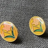 Vintage Pair Enamel Lily Earrings