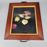 Vintage Glass wooden Framed Dried Pressed Flowers 13x11" wall art hanging