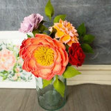 English Rose and Peony Bouquet Felt Flowers
