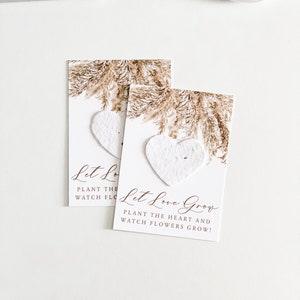 growNOTES? Let Love Grow Plantable Seed Paper Favor Cards, Grows Wildflowers, Wallet Size Gift, Bridal, Wedding, Shower, Boho Pampas Grass