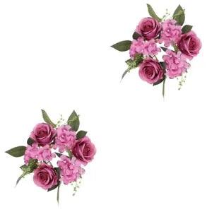 peony wreath artificial floral candle rings greenery candle rings 2x Floral
