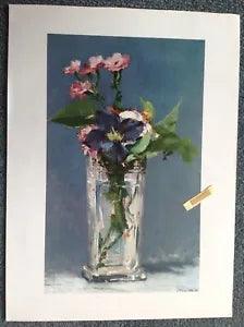 Edouard Manet,Carnations & Clematis in a crystal Vase,12 x almost 9 inch, print