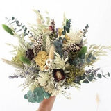 Greenery Eucalyptus Bouquet with dark color flower accent / Sustainable Forever Wedding flowers / Dried + Preserved bouquet