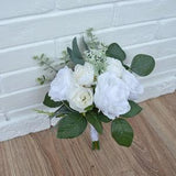 Small White Bouquet Boho Bridesmaids bouquet Wedding Eucalyptus Rope Bridal Small bouquet Classic rose bridal bouquet Peony bouquet