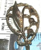 lilies of the valley gold tone brooch