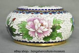 5.8 " Marked China Cloisonne enamel Bronze Dynasty Peony Flower Crock Pot Jar