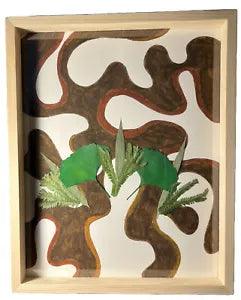 Abstract Art With Pressed Leaves And Greenery