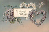 1909 Gilded Birthday Postcard of Hearts Made of Violets & Lily of the Valley