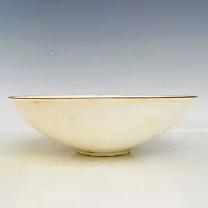 8.3" Old Porcelain Song dynasty ding kiln White glaze gilt peony flower Bowl A3