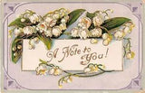 ?Gilded Old Gelatin Postcard of Lovely Lily of the Valley-No. 0628-A Note To You!