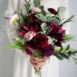 Wedding Bridal Burgundy Bouquet, bridesmaid Flowergirl Bouquet,Photoshoot Bouquet, Destination Wedding Bouquet