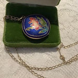 Blue Painted Flower Pendant Necklace