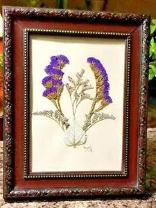 FRAMED DRIED FLOWER ARRANGEMENT PURPLE