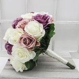 Dusty Rose Mauve Ivory Wedding Bouquets, Silk Rose Bouquets for Weddings, Faux Bridal bouquet and Bridesmaids Bouquets