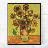 Vase with Fifteen Sunflowers-Vincent van Gogh Art Poster,Realism,Post-Impressionism,Lounge canvas Wall Art Gift Ideas,Custom sizes available