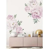 Blushing Peonies Home Decor 52" H x 50" W Set Of 4 Vinyl Wall Flowers Wall Mural