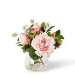 Elme Living 36cm Plastic Peony Mix in Allira Vase Artifical Flower Decor Pink