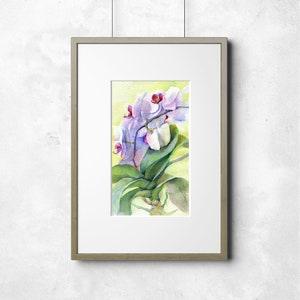 Art print of Flower watercolor painting - print of Orchid flower painting, kitchen wall art, country style decor, giclee on watercolor paper