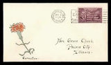 1940 INDIANA STATE FLOWER CARNATION HANDCOLORED CACHET INDIANAPOLIS IN