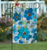 Toland Oil Painted Blue Poppies and Lilies 12x18 Spring Flower Garden Flag