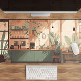 Coffee Desk Mat, Lo-Fi Pad, XL Mousepad, Mid-Century Mat, Plant Mousepad, Atmospheric Art, Vintage, Anime Desk Mat, Chill Coffee Shop Decor
