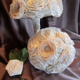 Wedding Bouquet - Satin Ivory/Voile Fabric Flower Bouquet - Bridal Wedding Bouquet  fabric flower bouquet