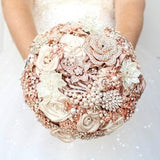 Champagne brooch bouquet. Ivory cream rose gold bouquet. Bridal bouquet. Wedding bouquet luxury.