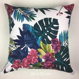 Gorgeous Palm leaves and orchids cushion cover, Soft Cotton tapestry lumbar cushion, Tropical cotton throw pillow, Best Christmas gift