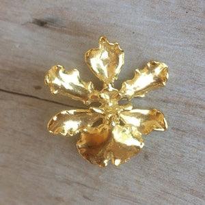 Orchid brooch Flower pendant pin Mori girl dark academia jewelry Vintage vegan pin