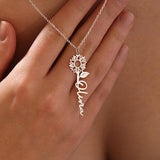 Sun Flower Necklace, Name Necklace, Sun Flower Name Necklace, Dainty Necklace, Personalized Necklace, Mothers Day Gift, Gifts For Her