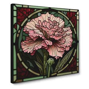 Carnation Flower Stained Glass Effect Canvas Print Wall Art Framed Picture Large