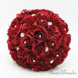 Red Bling Wedding Bouquet, Rose Bridal Bouquet, Bridesmaids Bouquets, Artificial Wedding Flowers, Rose Rhinestones