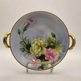 Signed Antique M NORITAKE Fine Bone China Handpainted Pedestal Bowl 2 Handled