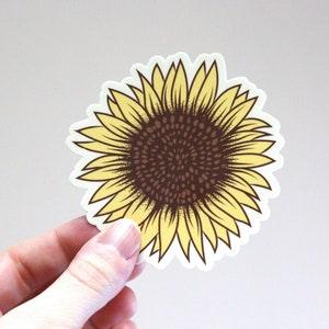 Sunflower Sticker, Premium Matte Vinyl Sticker For Laptops and Water Bottles, Cute Boho Sticker For Women, Vintage Sunflower Gifts For Her