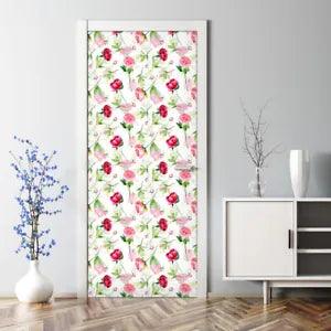 Adhesive Door sticker Red rose Peonies and roses Peony decal Colourful flowers