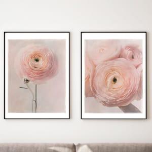 Pink Ranunculus, Blush Pink Wall, Botanical Print Set, Blush Nursery Decor, Flower Market Print, Botanical Wall Art, Nature Photography Set,