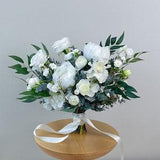 White Peony and Rose Silk Flower Bouquet, Bridal Bouquet, Silk Flower Bouquet, Artificial Flower, Faux Flower