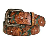 LEATHER BELT for WOMEN, Handmade, Western, Boho , With Removable Buckle, Brown , Rodeo, Embossed, Bohemian, Gift for Her