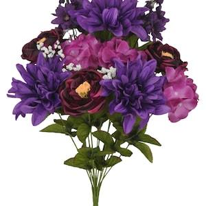 Purple Dahlia & Ranunculus  22"L, Wreath Supplies, Floral and Garden Wreath Embellishments, Blush Wedding Bouquet, 58868-PU